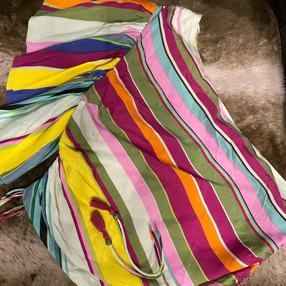 Anthropologie Multicolor Striped One-Shoulder Top